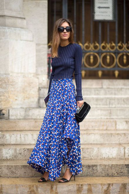 street style. Stella McCartney skirt at Paris Fashion Week Spring 2015